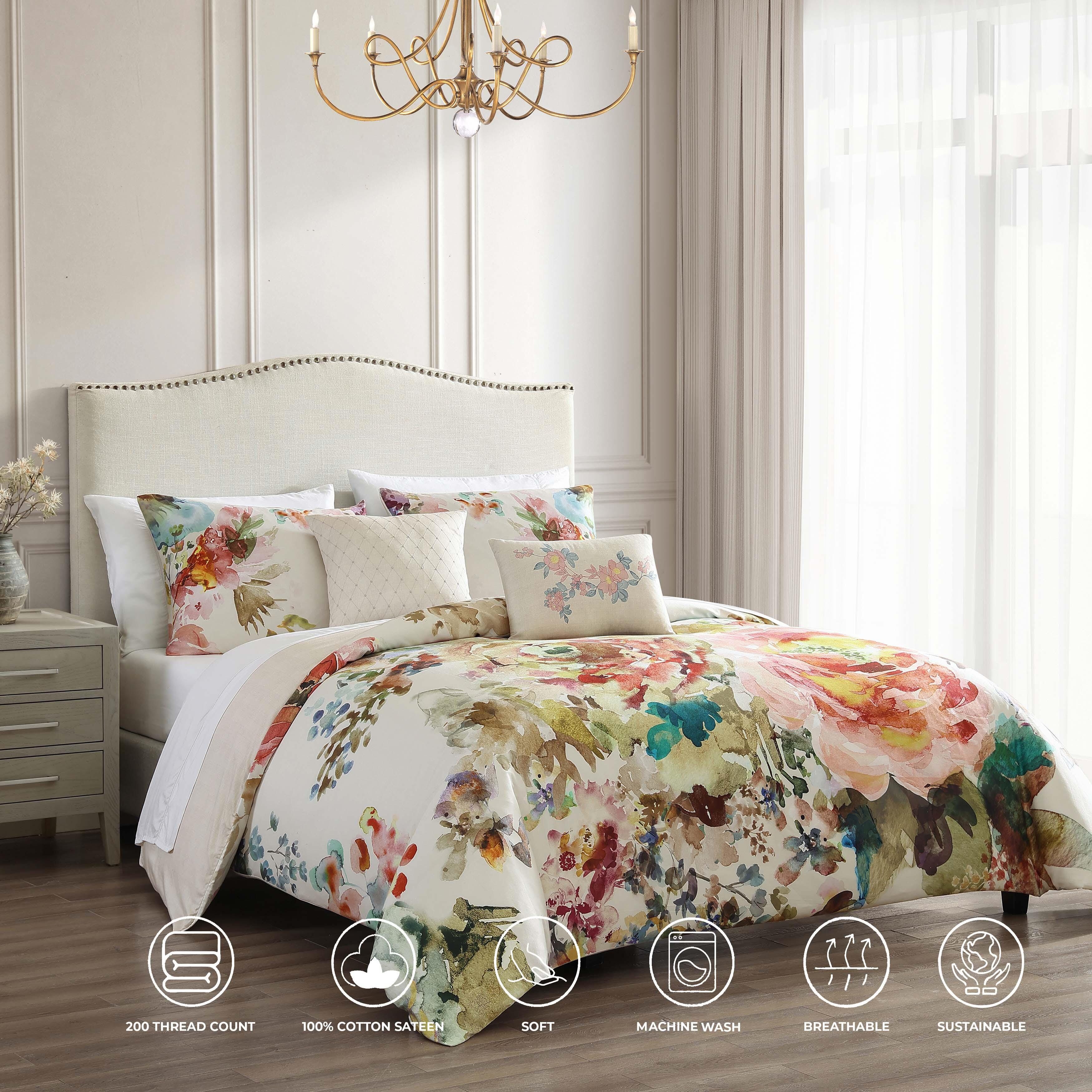 Bebejan&reg; Antique Flowers 100% Cotton 5-Piece Reversible Comforter Set, White, large