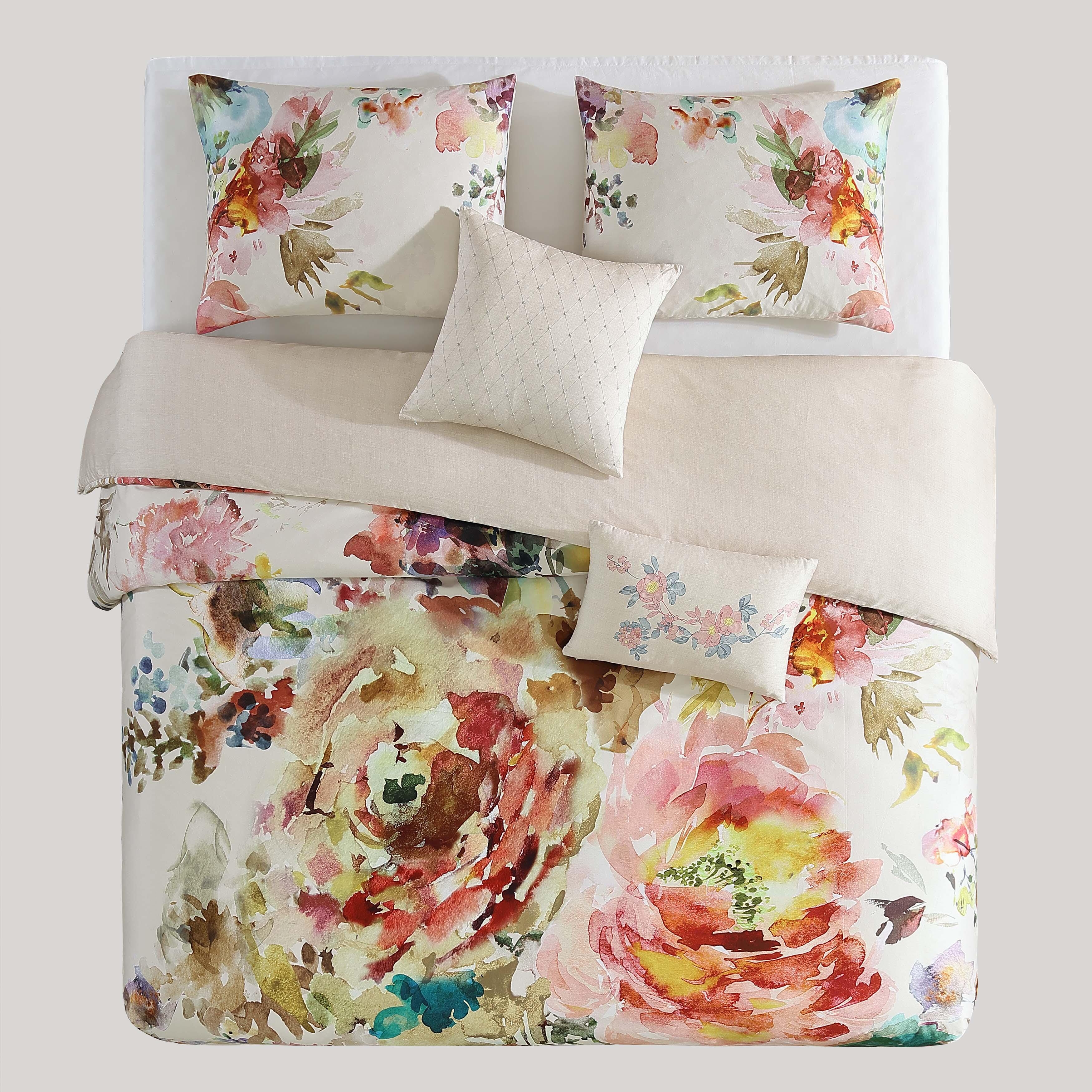 Bebejan® Antique Flowers 100% Cotton 5-Piece Reversible Comforter Set, White, large
