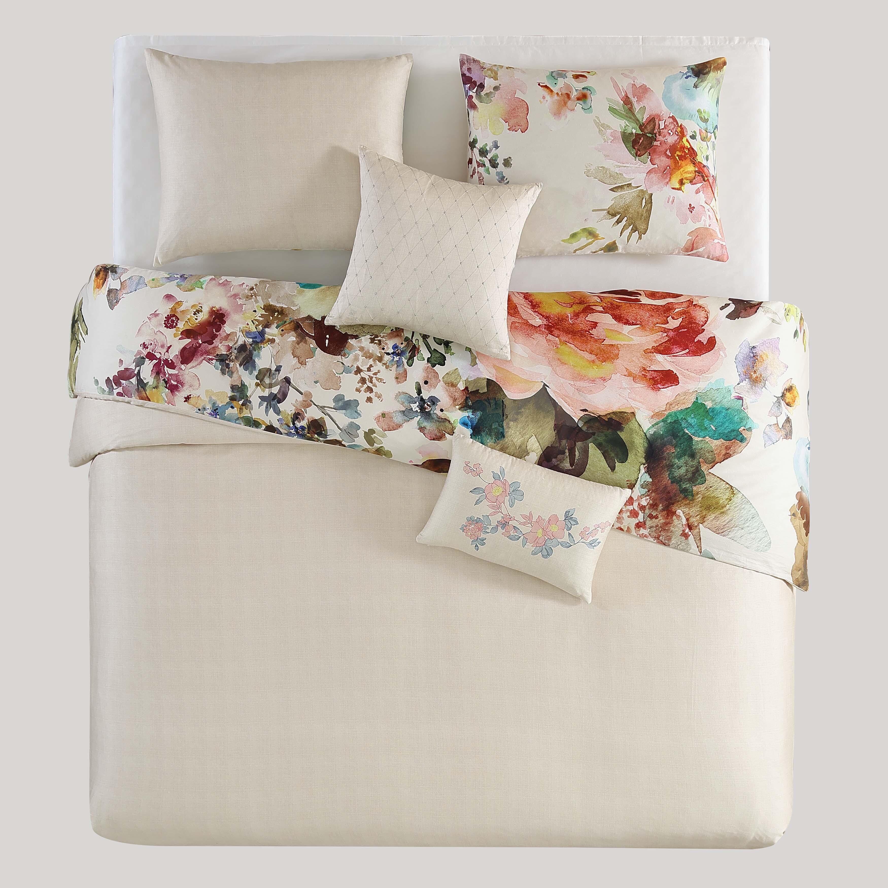 Bebejan® Antique Flowers 100% Cotton 5-Piece Reversible Comforter Set, White, large