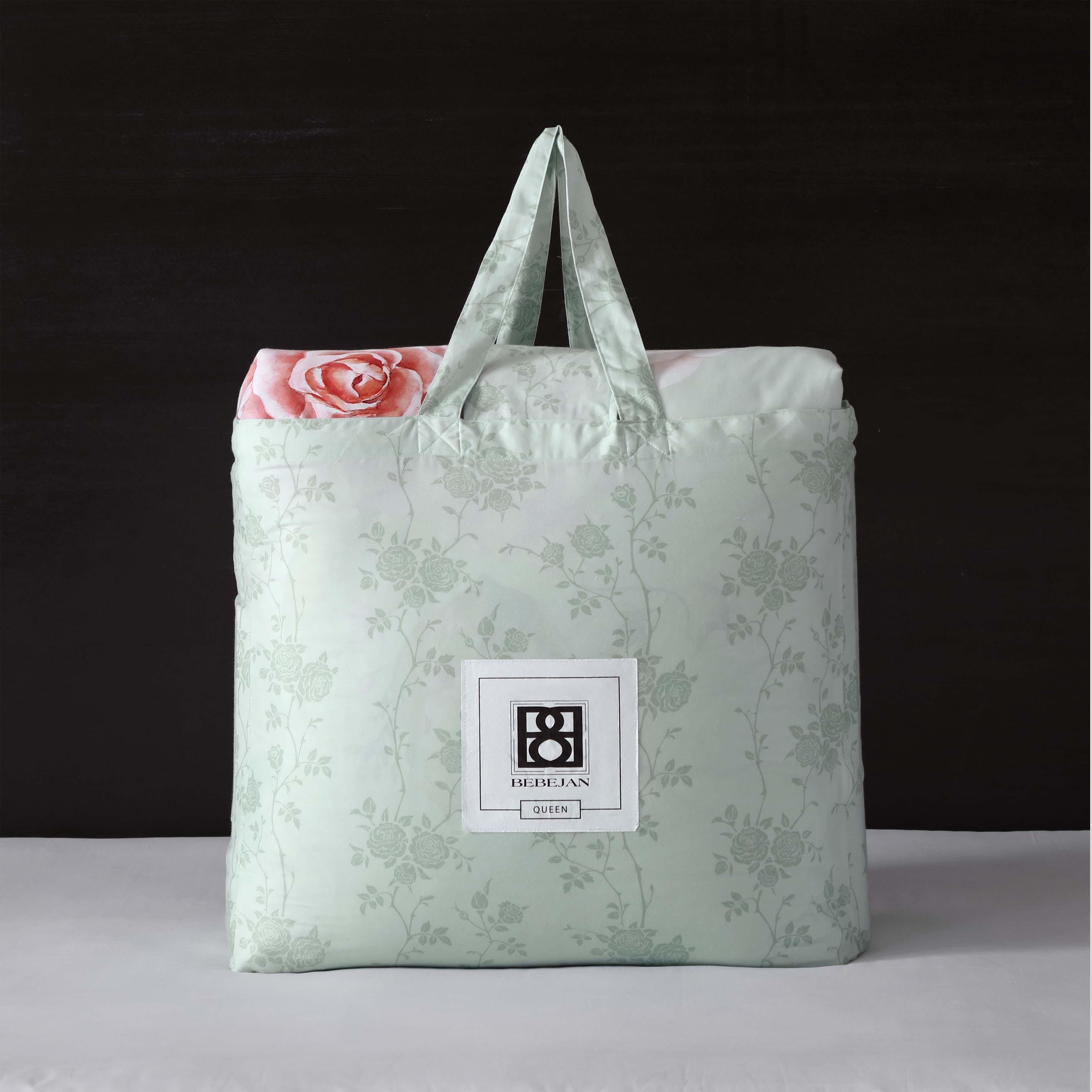 Bebejan® Rose on Misty Green 100% Cotton 5-Piece Reversible Comforter Set, Green, large