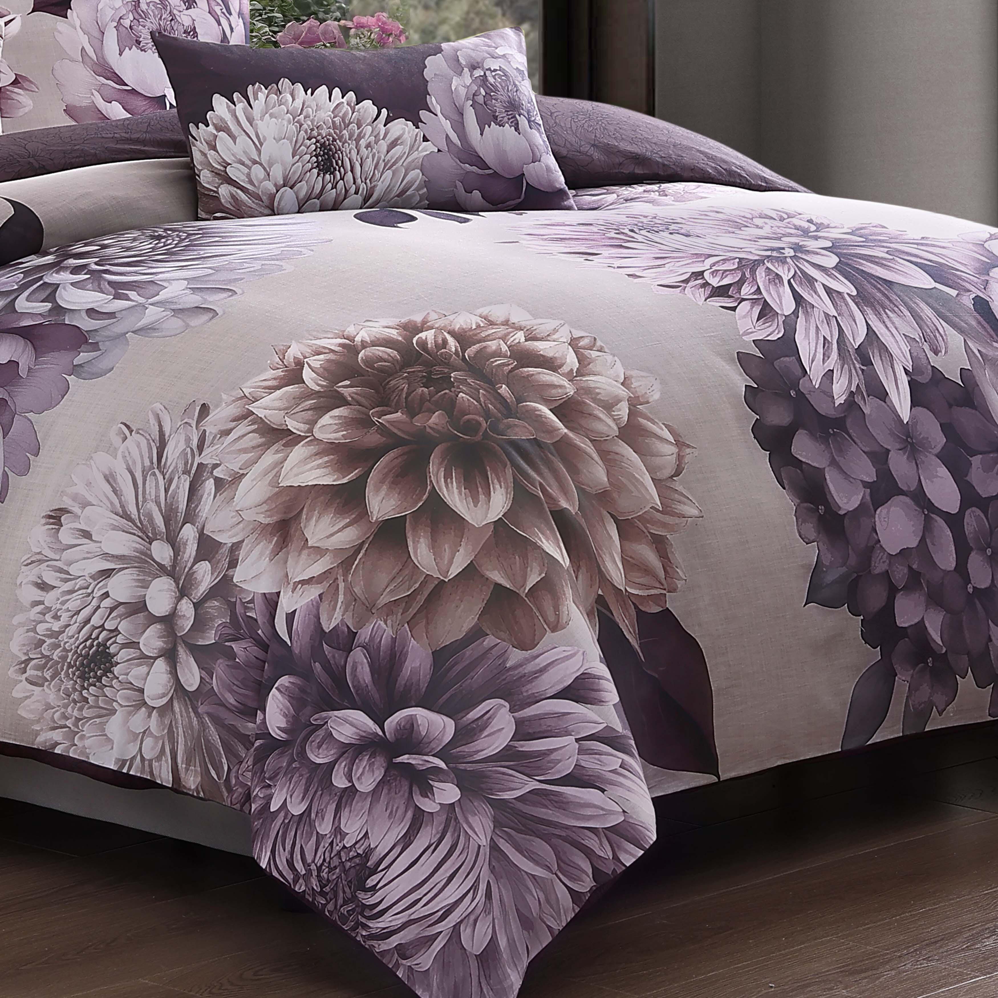 Bebejan® Bloom 100% Cotton 5-Piece Reversible Comforter Set, Purple, large