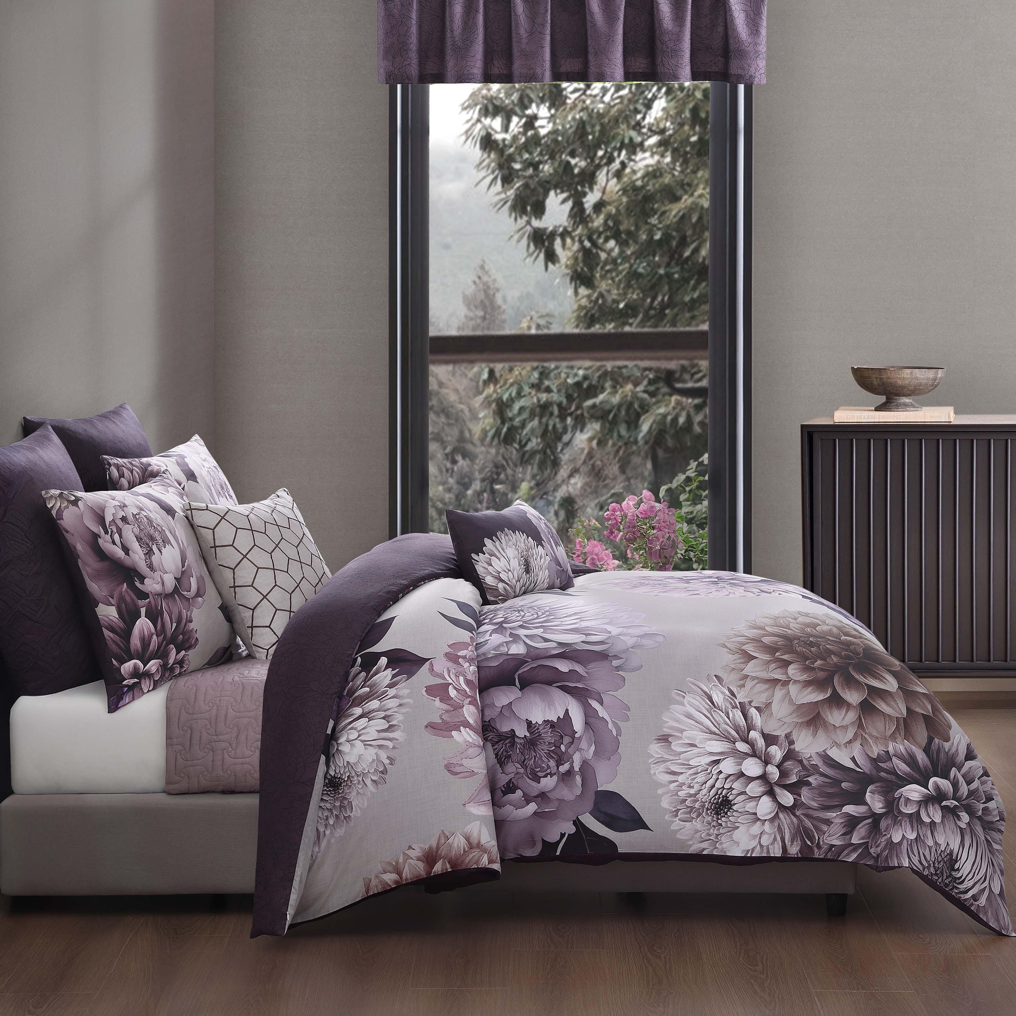 Bebejan® Bloom 100% Cotton 5-Piece Reversible Comforter Set, Purple, large