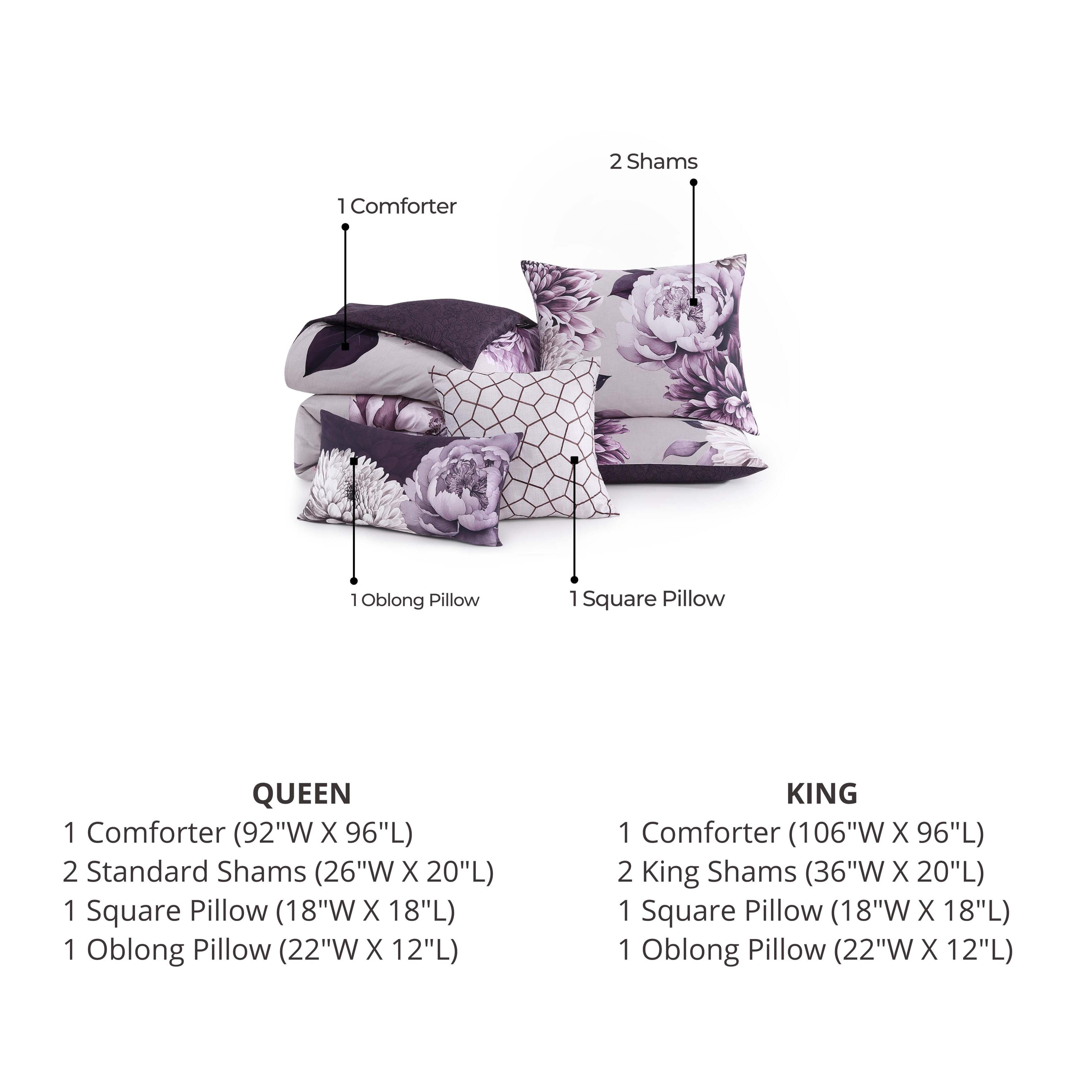 Bebejan® Bloom 100% Cotton 5-Piece Reversible Comforter Set, Purple, large
