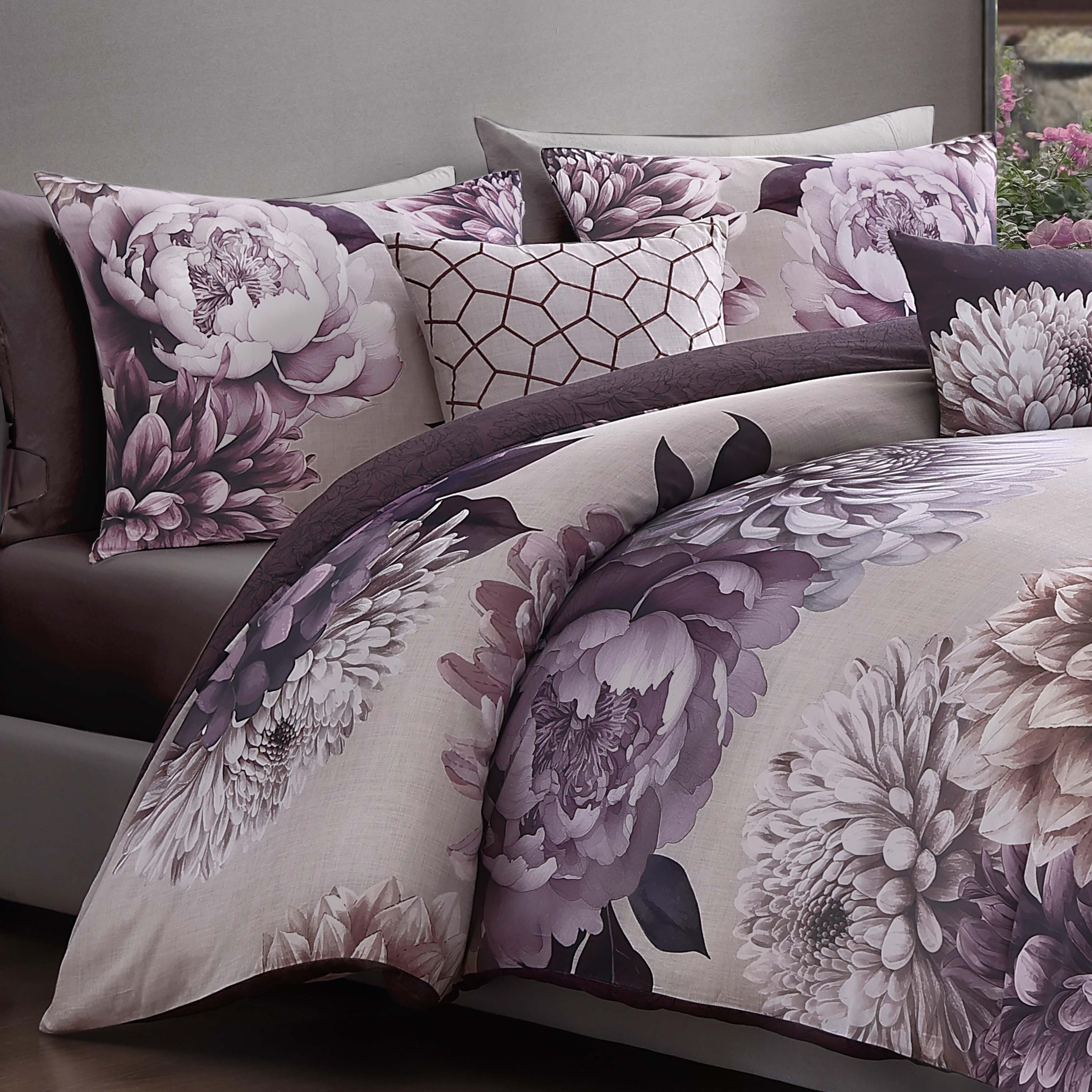 Bebejan® Bloom 100% Cotton 5-Piece Reversible Comforter Set, Purple, large