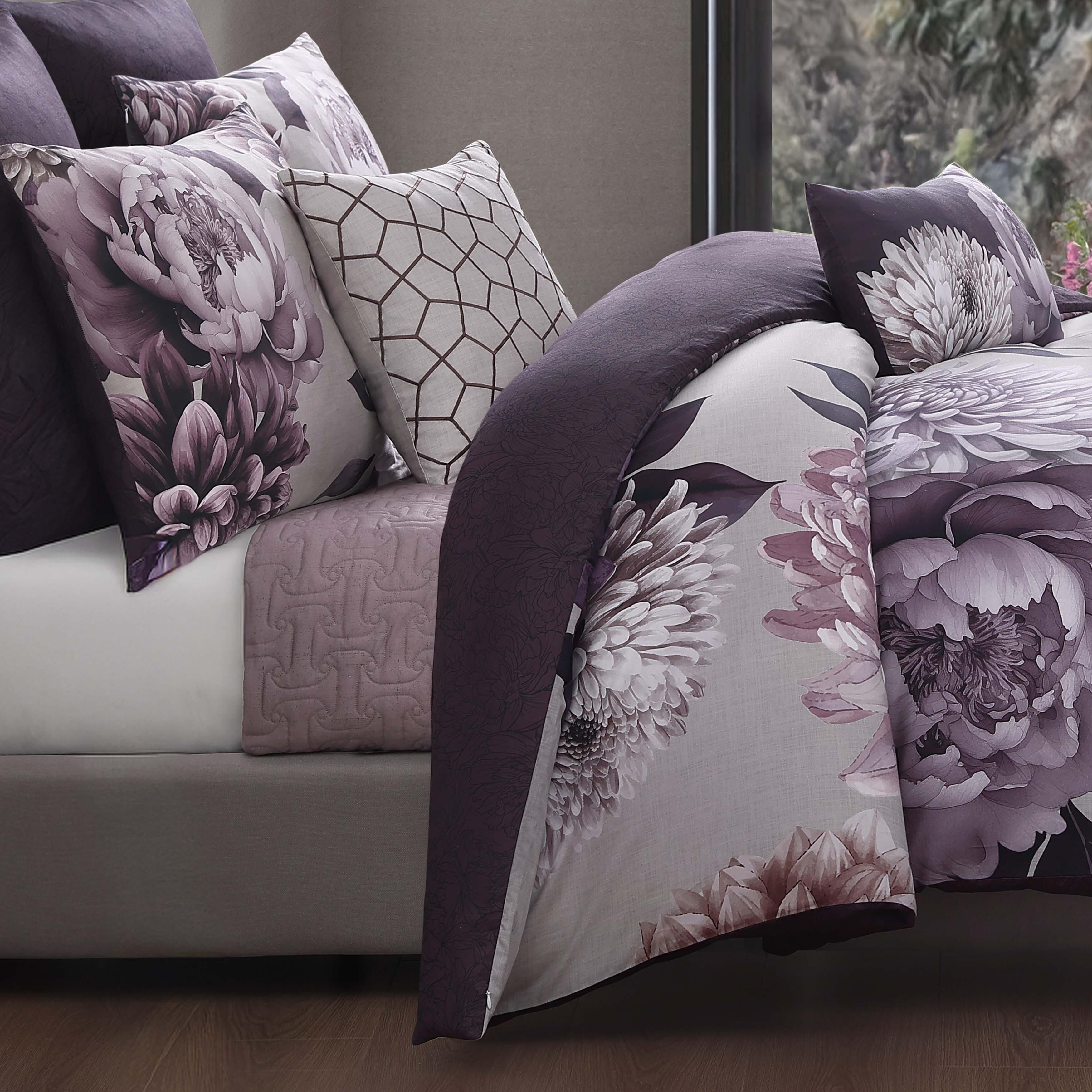 Bebejan® Bloom 100% Cotton 5-Piece Reversible Comforter Set, Purple, large