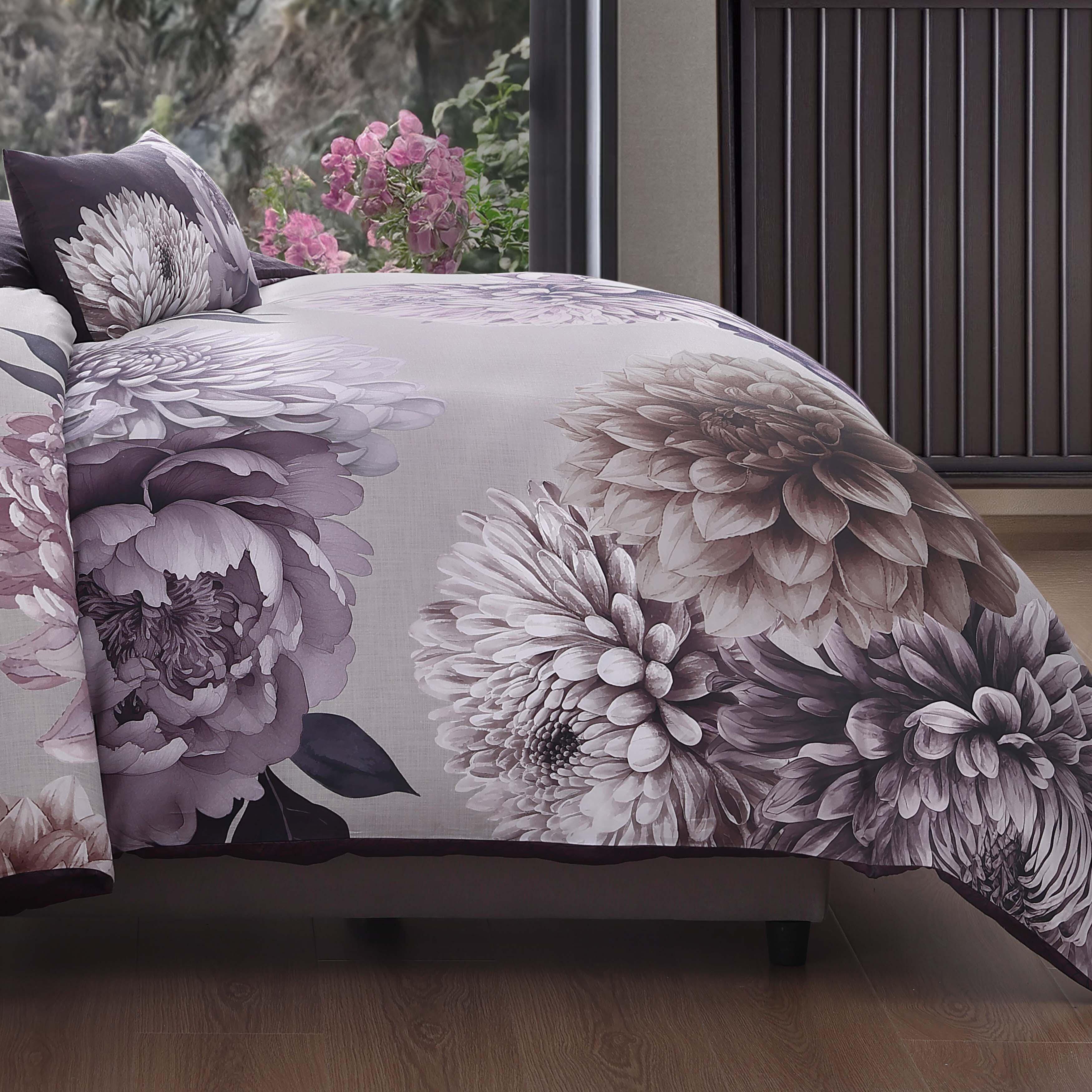 Bebejan® Bloom 100% Cotton 5-Piece Reversible Comforter Set, Purple, large