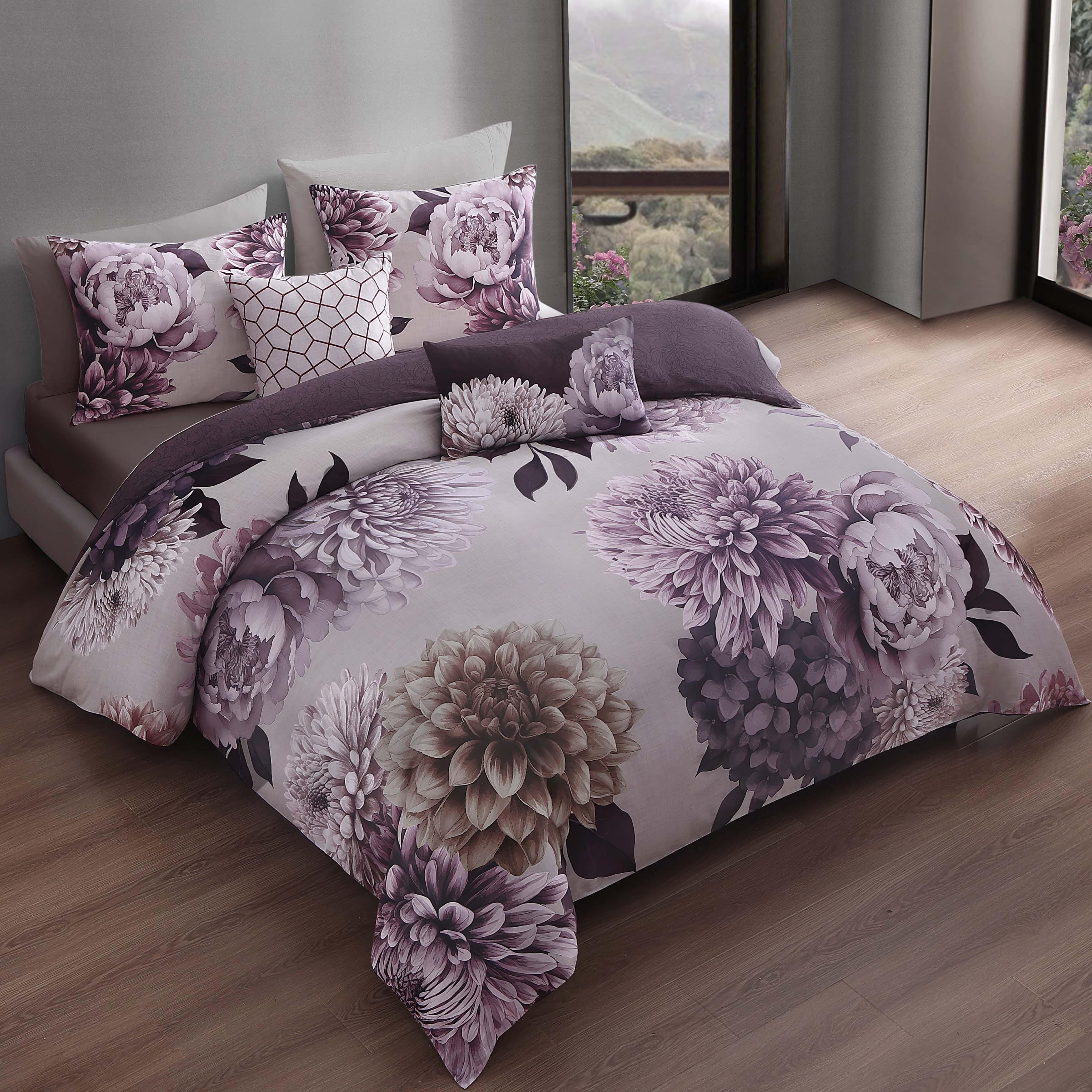 Bebejan® Bloom 100% Cotton 5-Piece Reversible Comforter Set, Purple, large