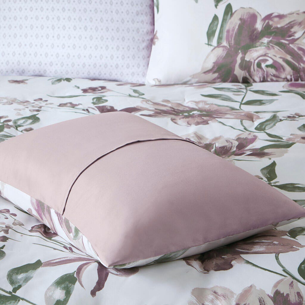 Alice California King Floral Comforter Set with Bed Sheets, Mauve, large