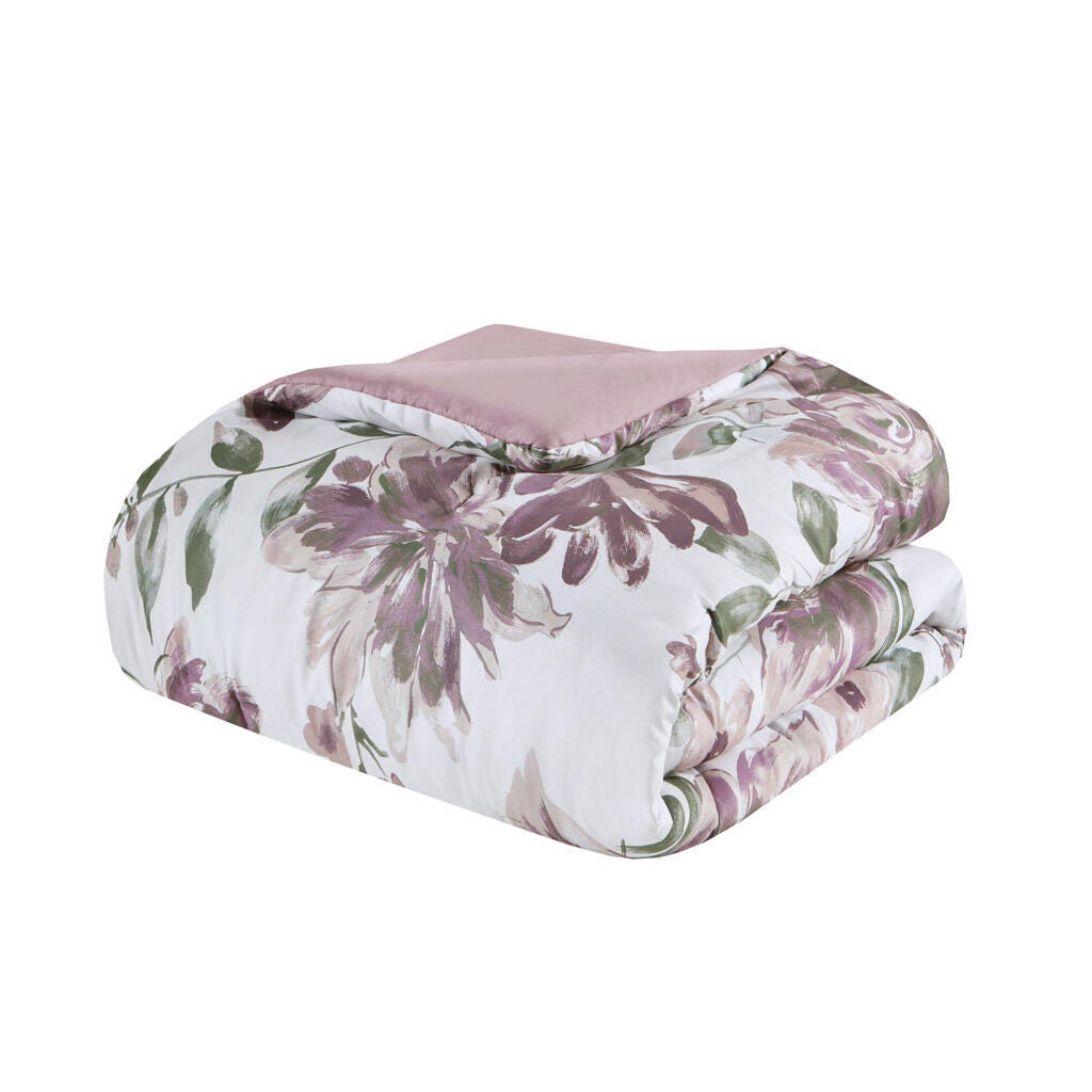 Alice Full Floral Comforter Set with Bed Sheets, Mauve, large