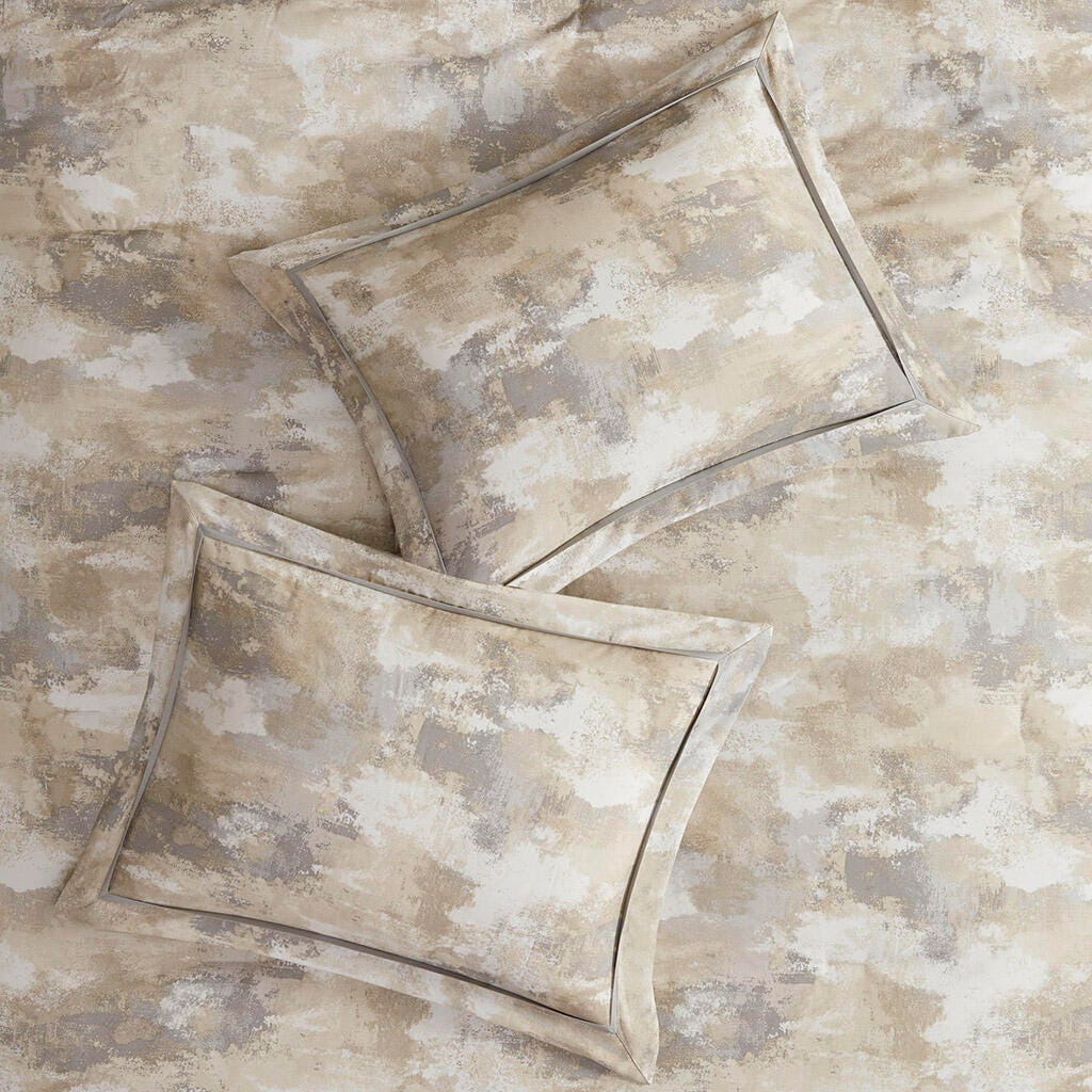 Beacon California King 7 Piece Textured Blend Comforter Set, Gray, large