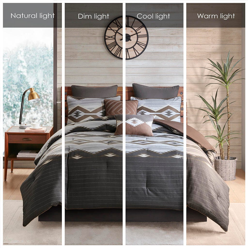 Bitter Creek King Oversized Comforter Set, Gray/Brown, large