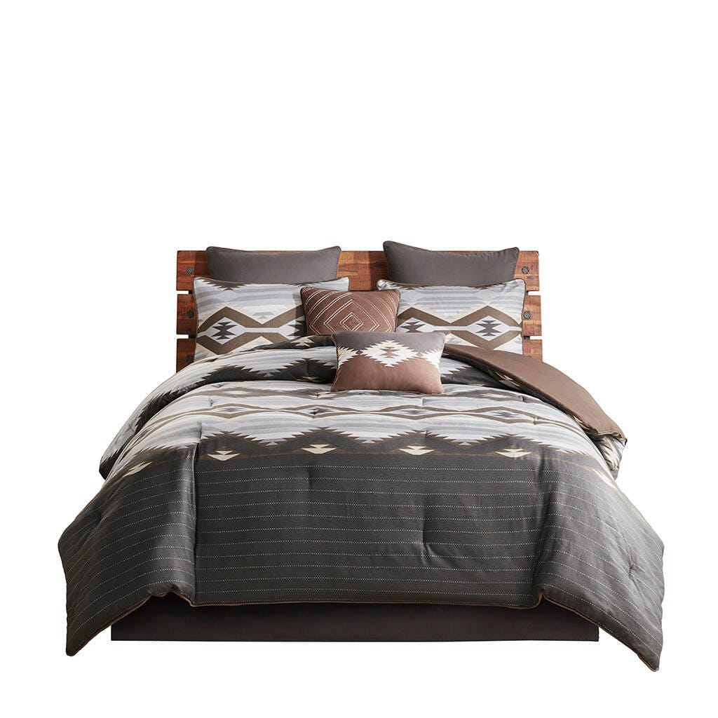 Bitter Creek King Oversized Comforter Set, Gray/Brown, rollover