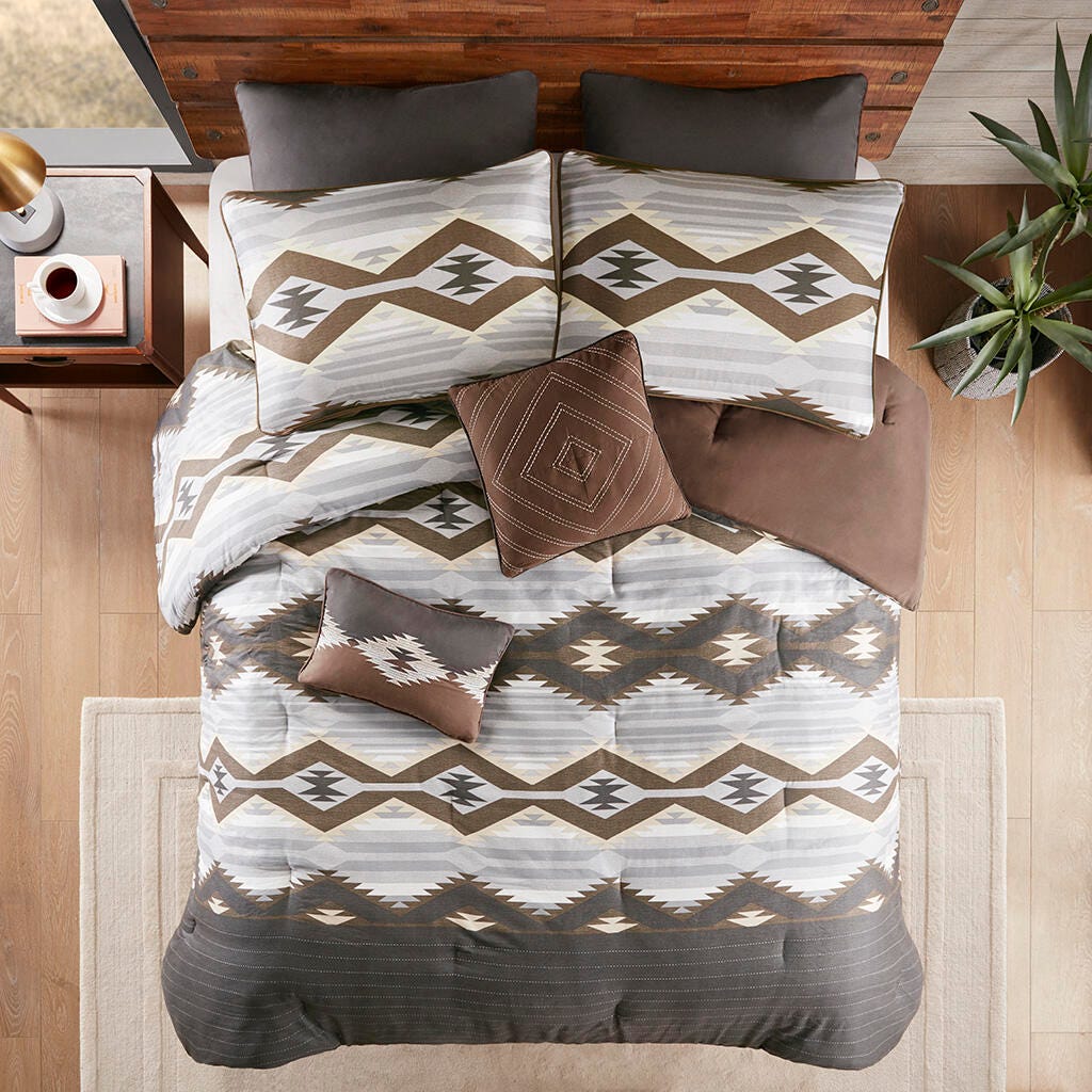 Bitter Creek Queen Oversized Comforter Set, Gray/Brown, large