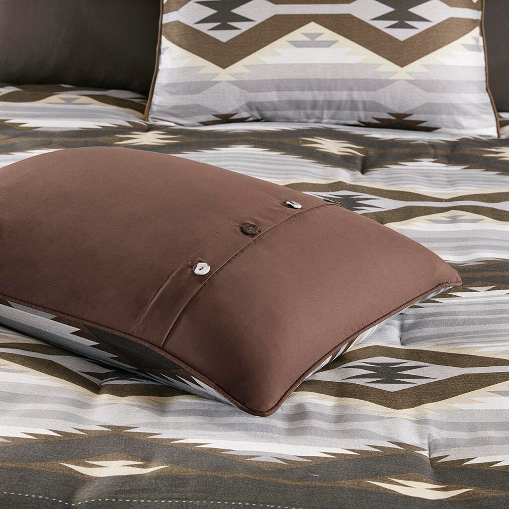 Bitter Creek Queen Oversized Comforter Set, Gray/Brown, large