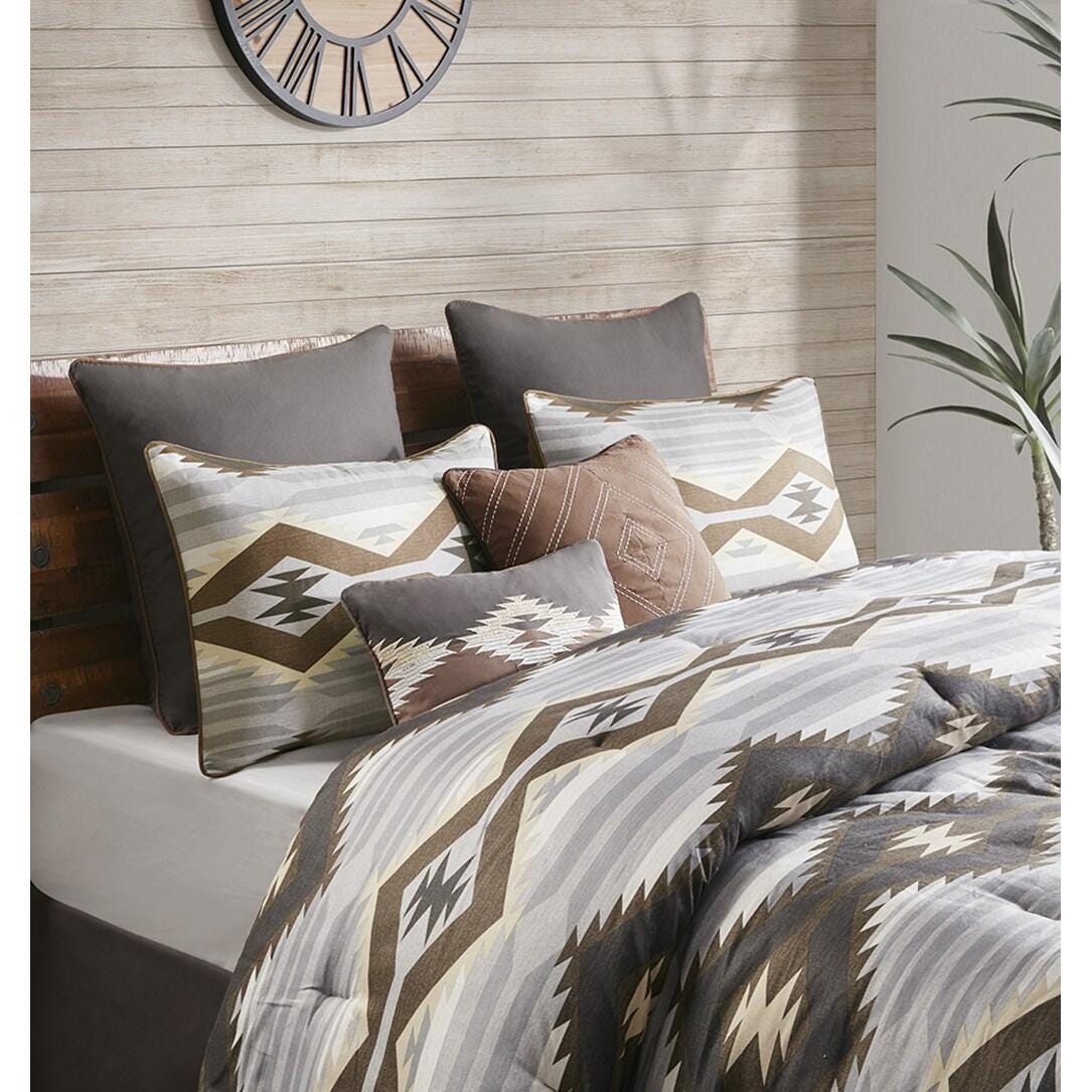 Bitter Creek Queen Oversized Comforter Set, Gray/Brown, large