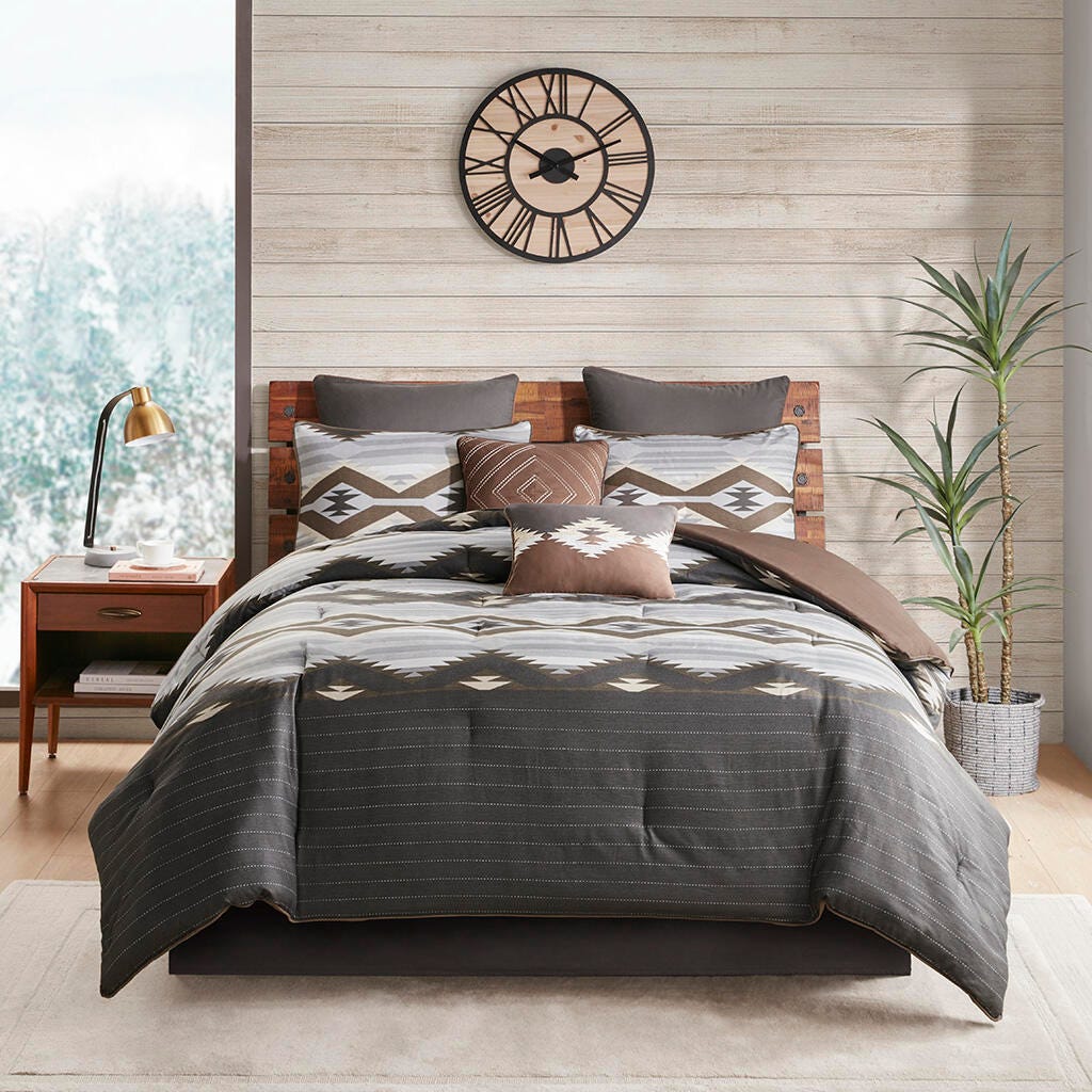 Bitter Creek Full Oversized Comforter Set, Gray/Brown, large