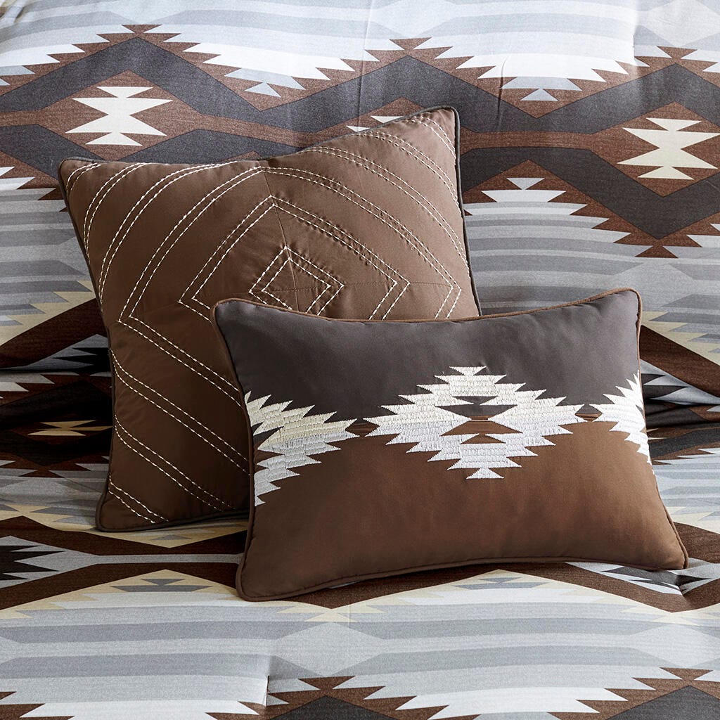 Bitter Creek Full Oversized Comforter Set, Gray/Brown, large