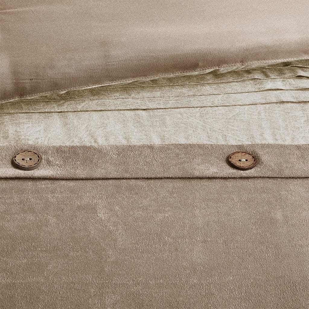 Boone California King 7 Piece Faux Suede Comforter Set, Tan, large