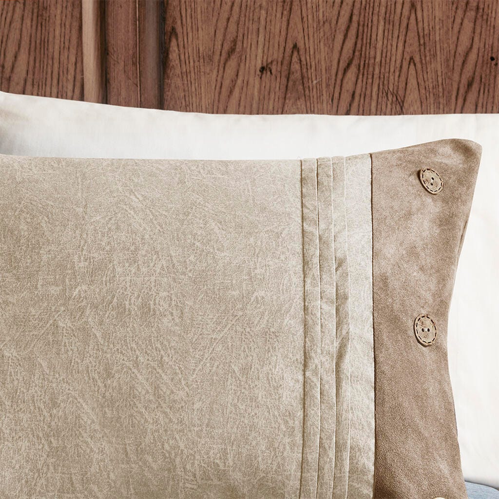Boone King 7 Piece Faux Suede Comforter Set, Tan, large