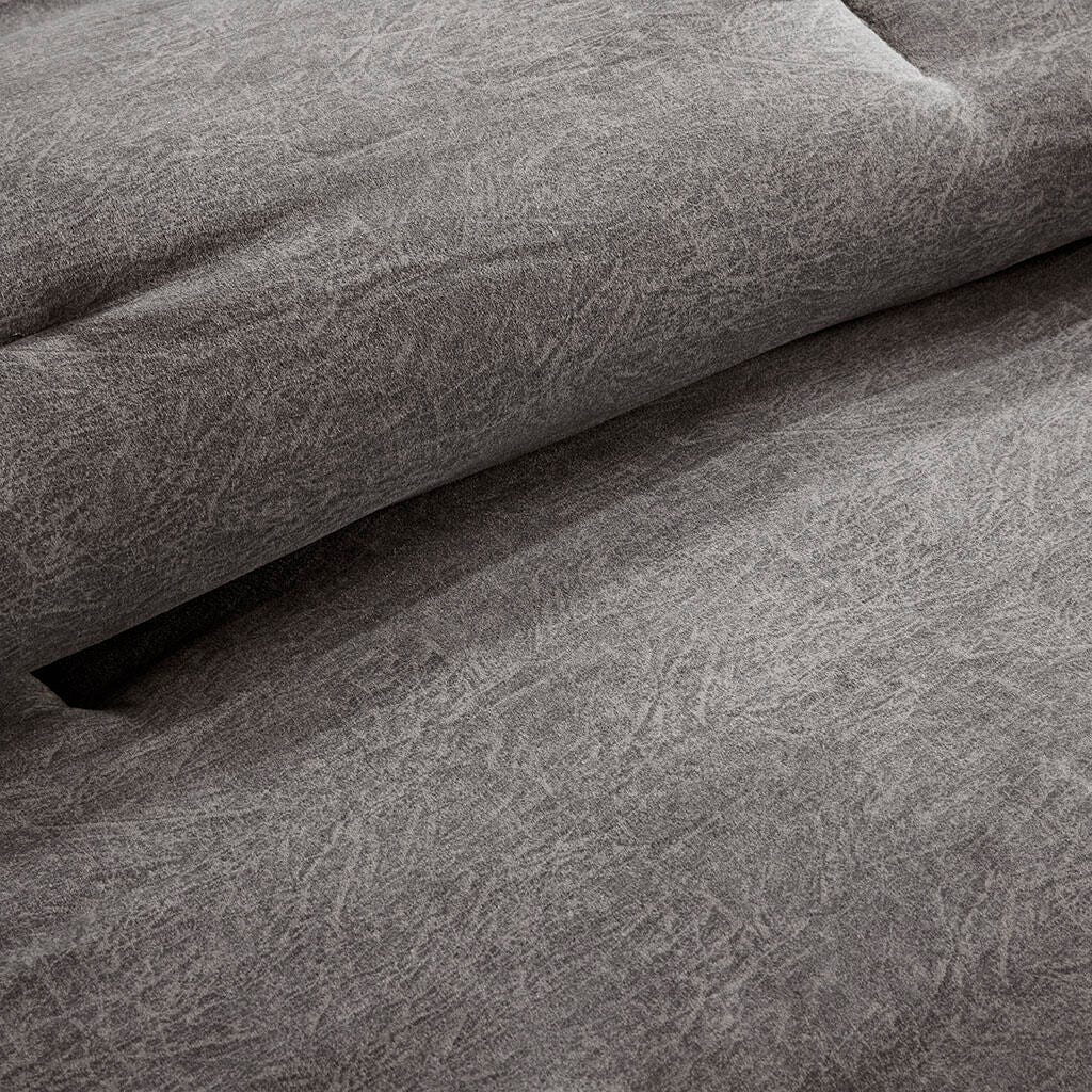 Boone California King 7 Piece Faux Suede Comforter Set, Gray, large