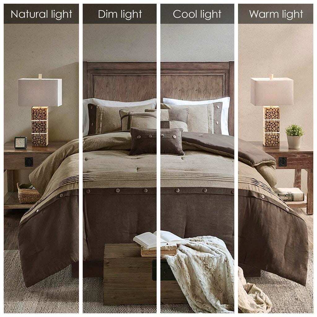 Boone California King 7 Piece Faux Suede Comforter Set, Brown, large