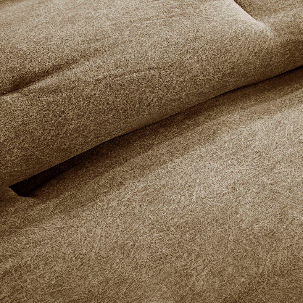 Boone King 7 Piece Faux Suede Comforter Set, Brown, large