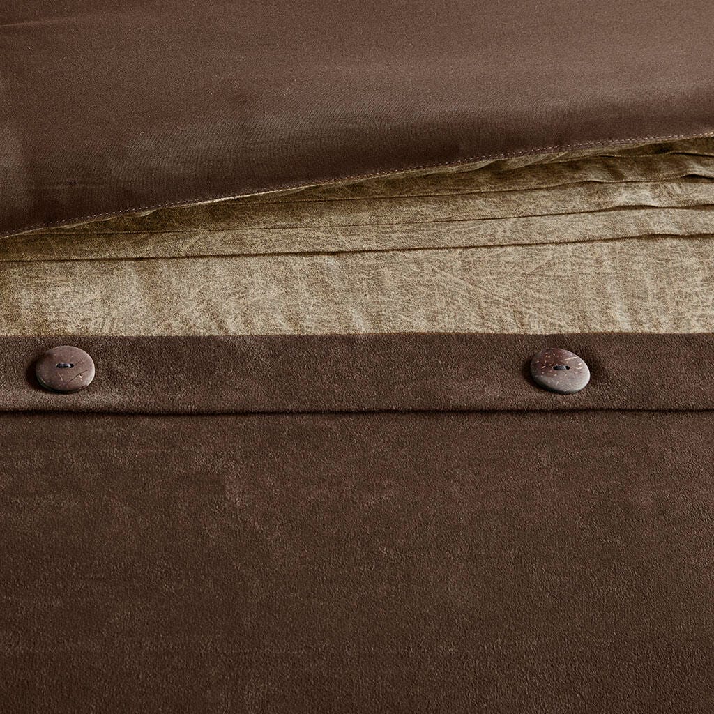 Boone Queen 7 Piece Faux Suede Comforter Set, Brown, large