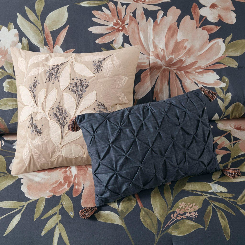 Camillia King 8 Piece Comforter Set, Navy, large