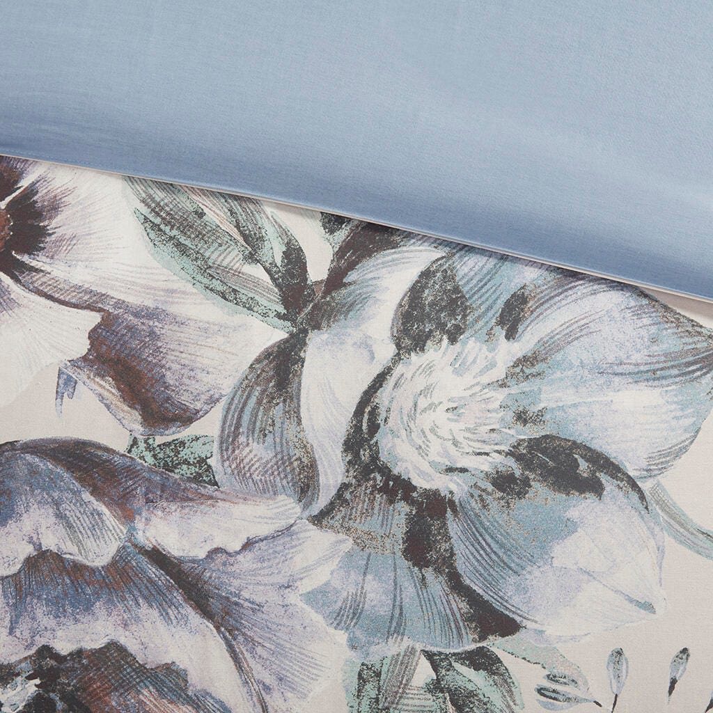 Cassandra California King 8 Piece Printed Comforter Set, Blue, large