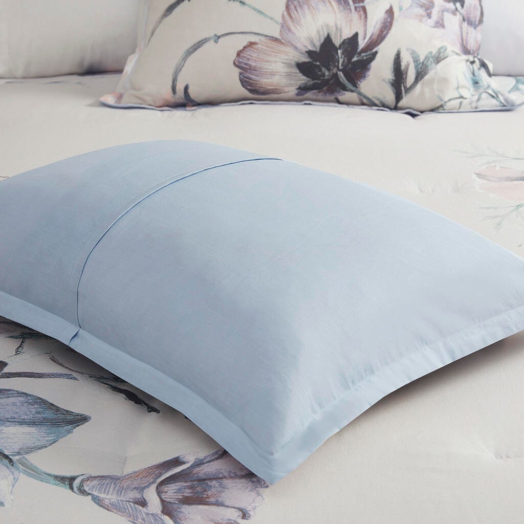 Cassandra King 8 Piece Printed Comforter Set, Blue, large