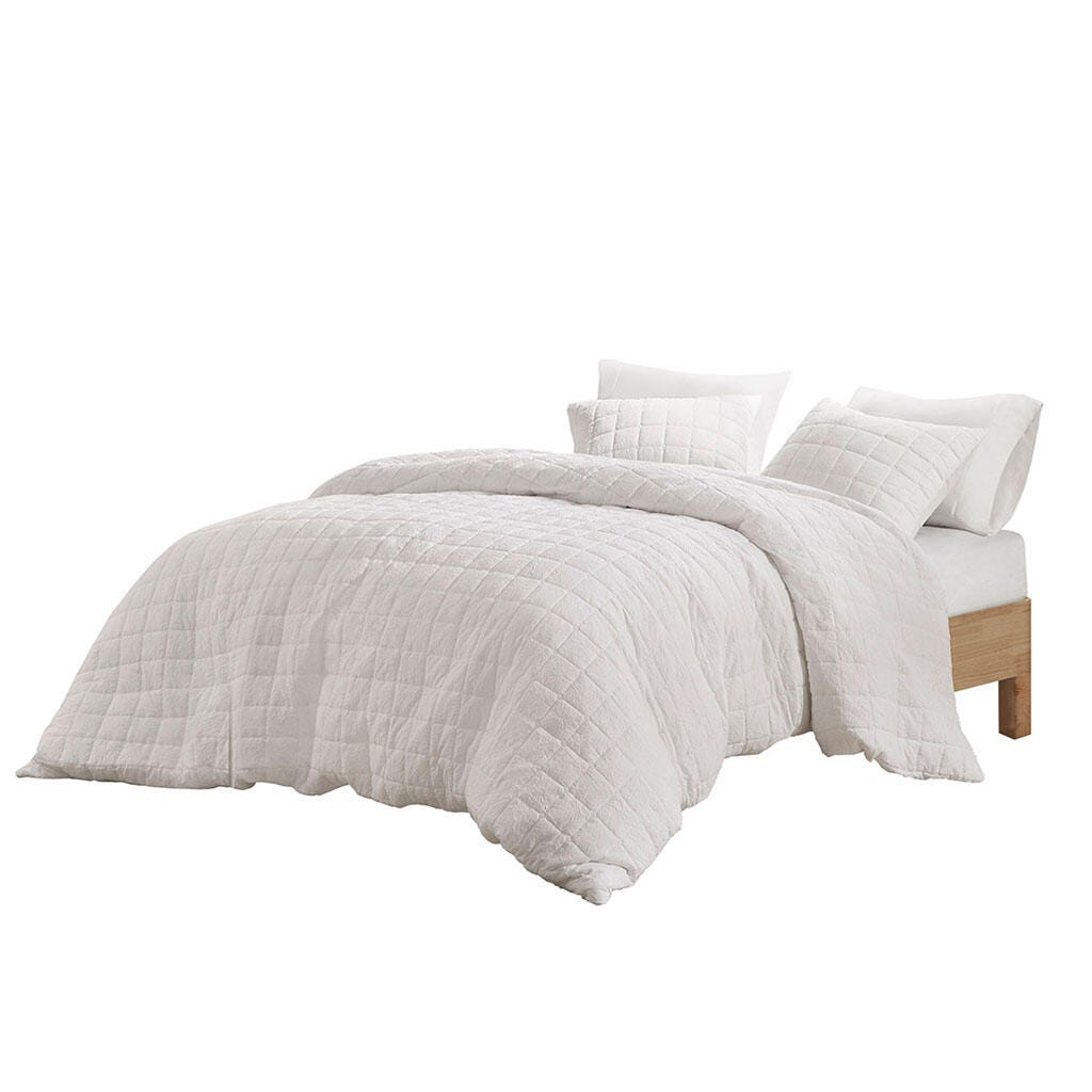 Cocoon King/California King 3 Piece Quilt Top Comforter Mini Set, White, rollover