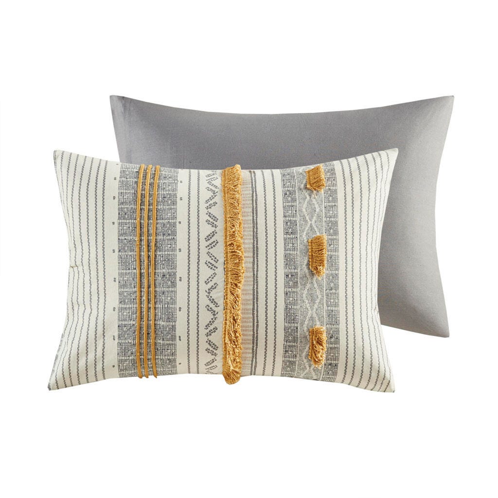 Cody King/California King 3 Piece Comforter Set, Gray/Yellow, large