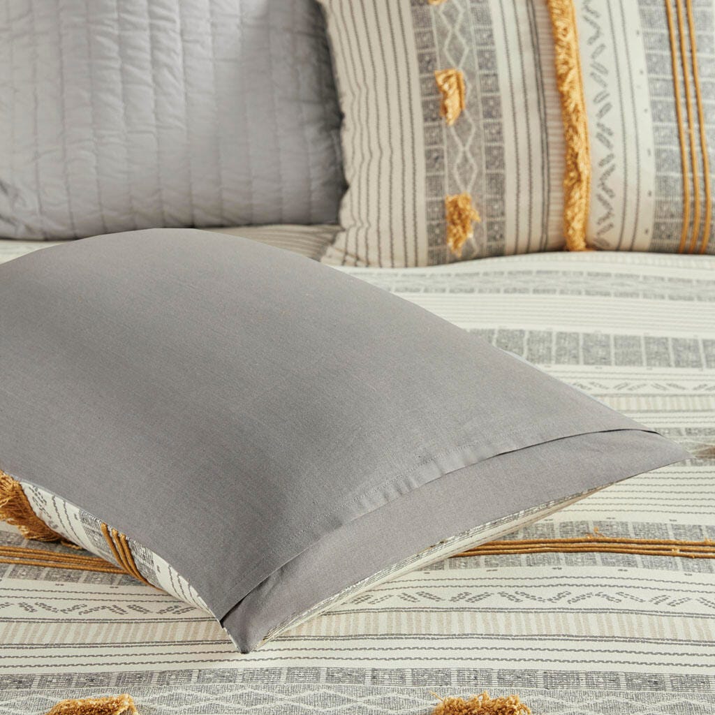 Cody Full/Queen 3 Piece Comforter Set, Gray/Yellow, large