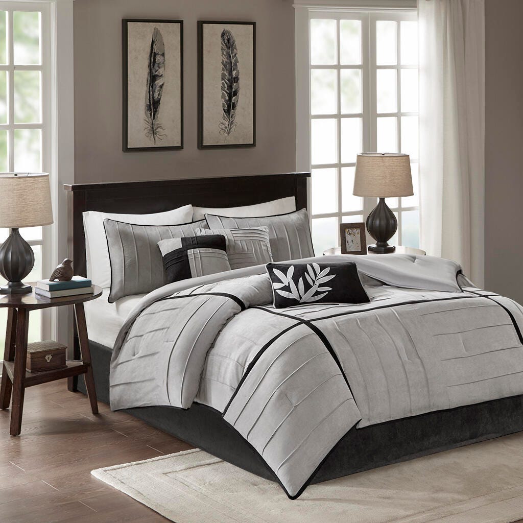 Dune King 7 Piece Comforter Set, Gray, large
