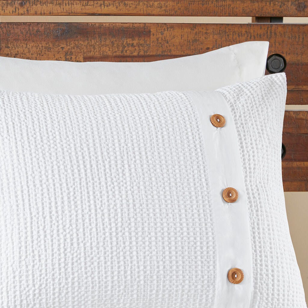 Finley Full/Queen 3 Piece Waffle Weave Comforter set, White, large