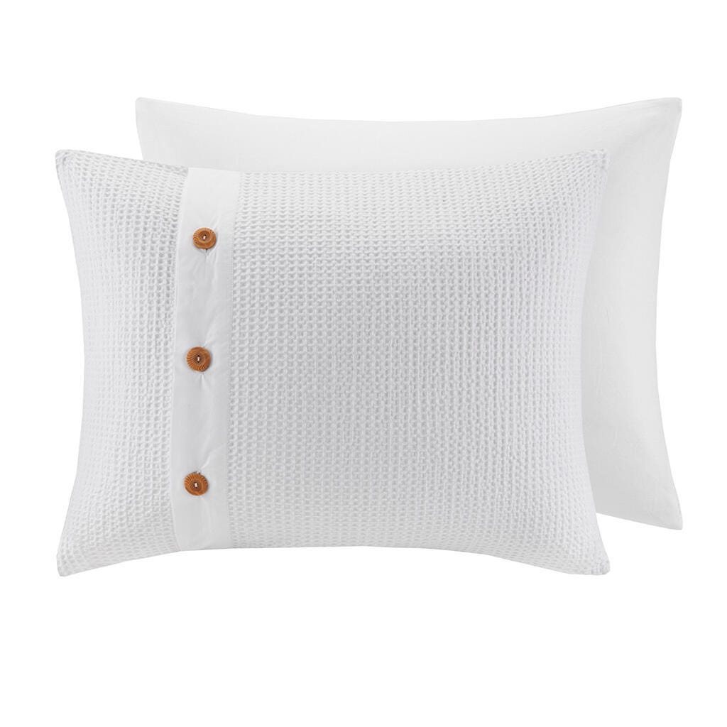 Finley Full/Queen 3 Piece Waffle Weave Comforter set, White, large