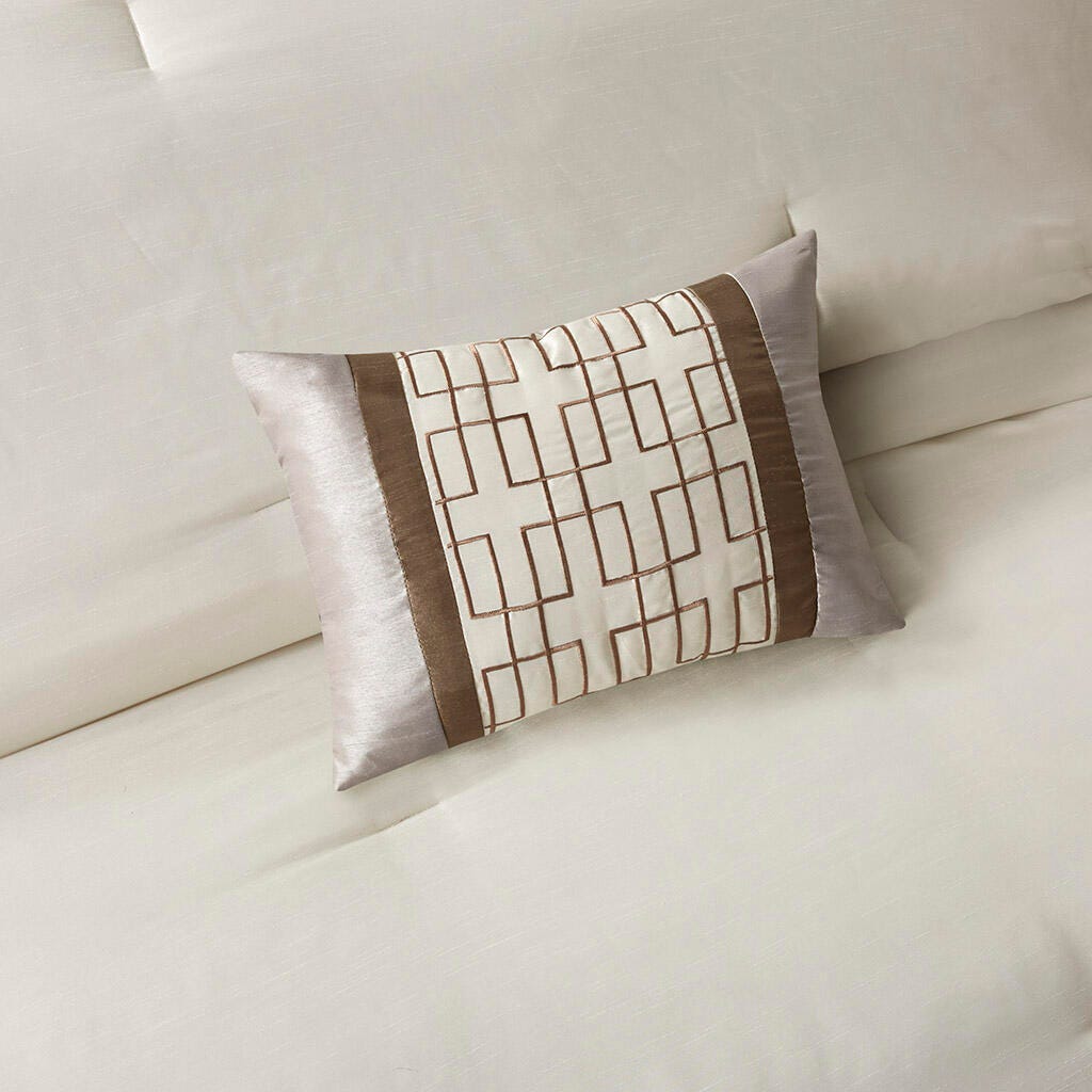 Genevieve California King 7 Piece Comforter Set, Taupe/Brown, large