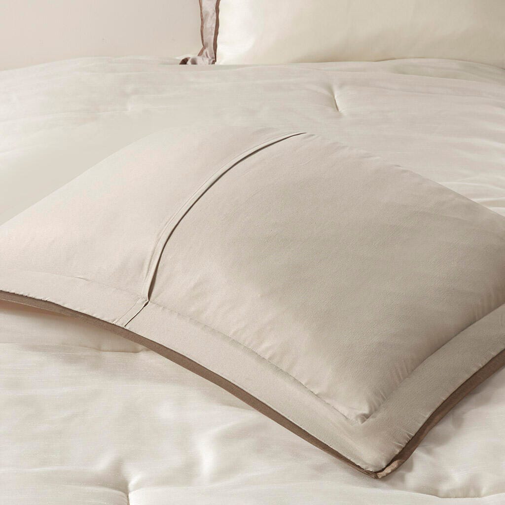 Genevieve California King 7 Piece Comforter Set, Taupe/Brown, large