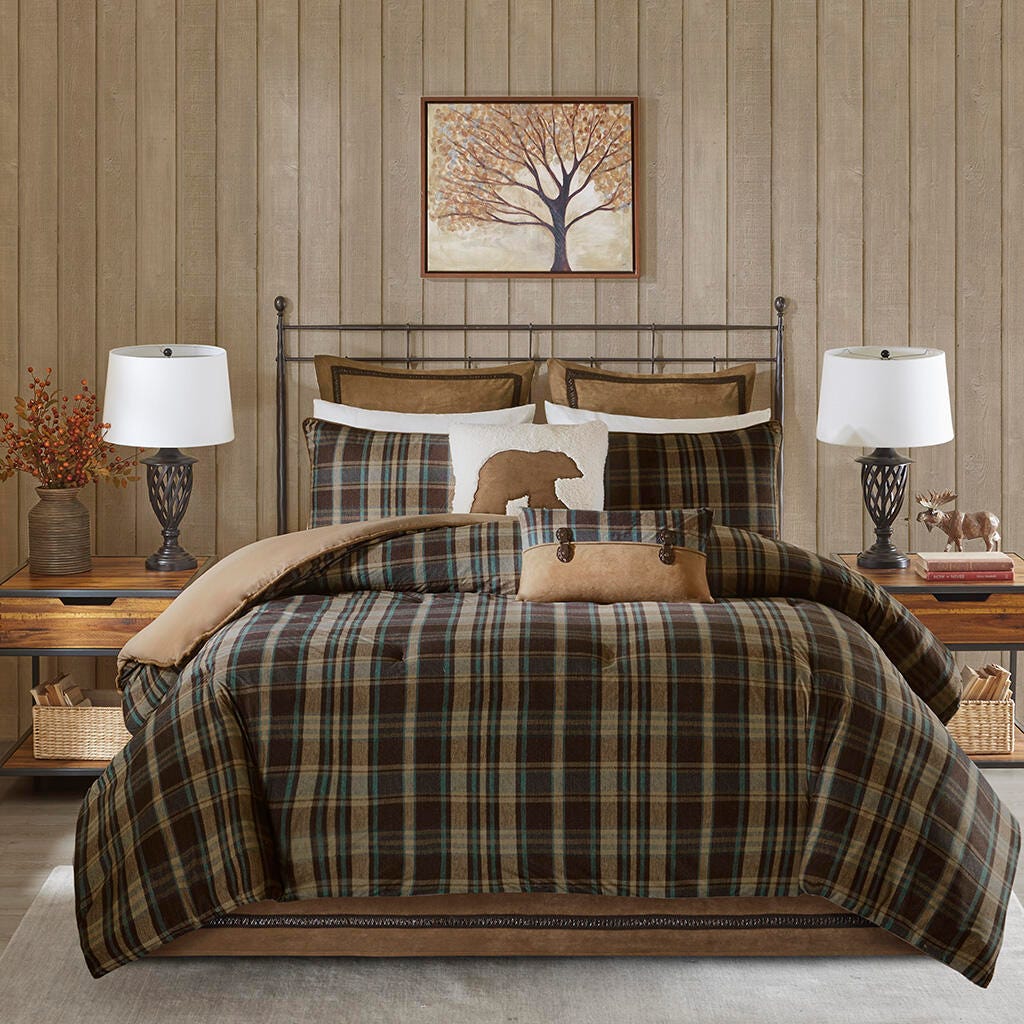 Hadley Plaid King Oversized Cozy Spun Comforter Set, Multi, large