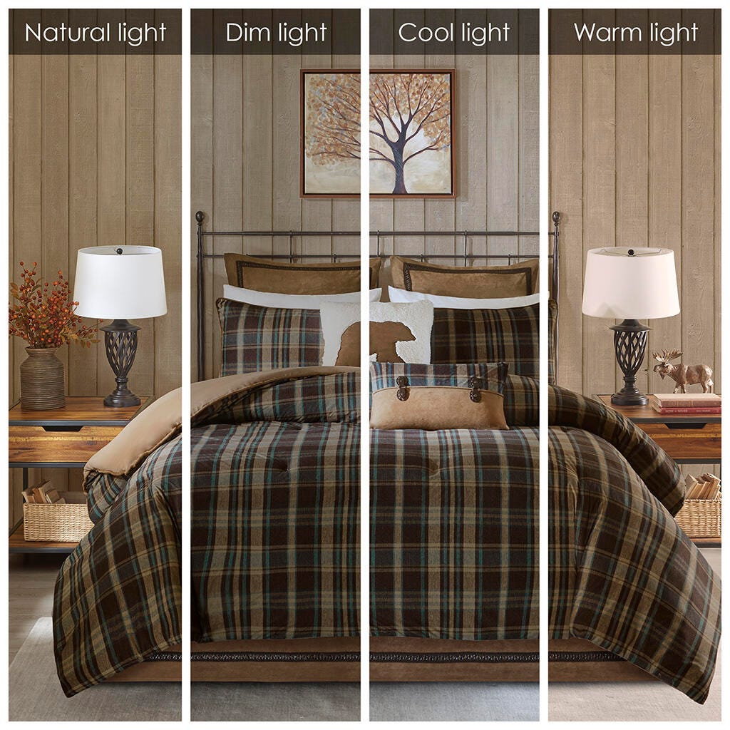 Hadley Plaid King Oversized Cozy Spun Comforter Set, Multi, large