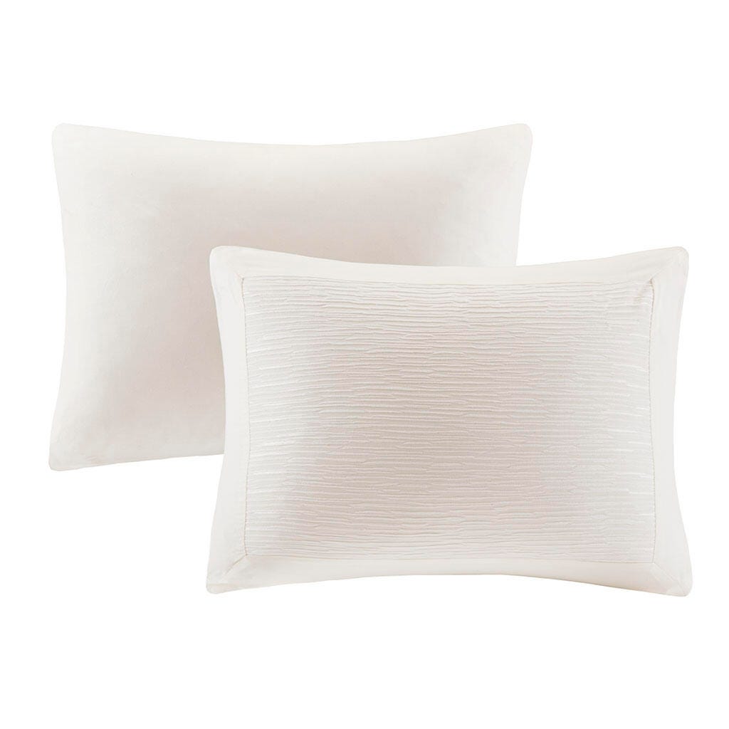 Hanae King Blend Yarn Dyed 3 Piece Duvet Cover Set, White, large