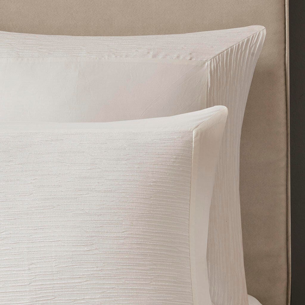Hanae King Blend Yarn Dyed 3 Piece Duvet Cover Set, White, large