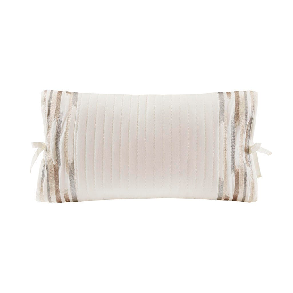 Hanae 12x20" Embroidered Oblong Decorative Pillow, White, large