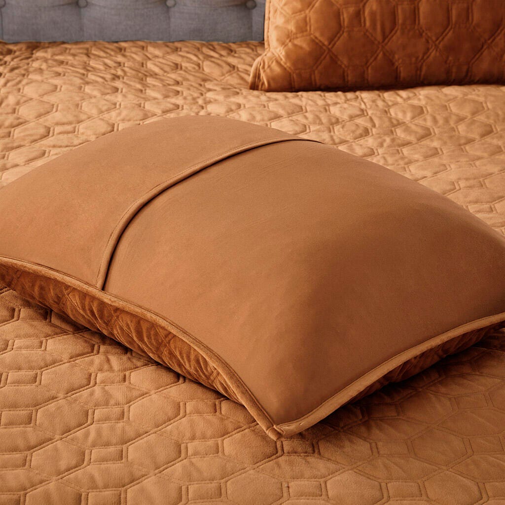 Harper Full/Queen 3 Piece Velvet Quilt Set, Rust, large