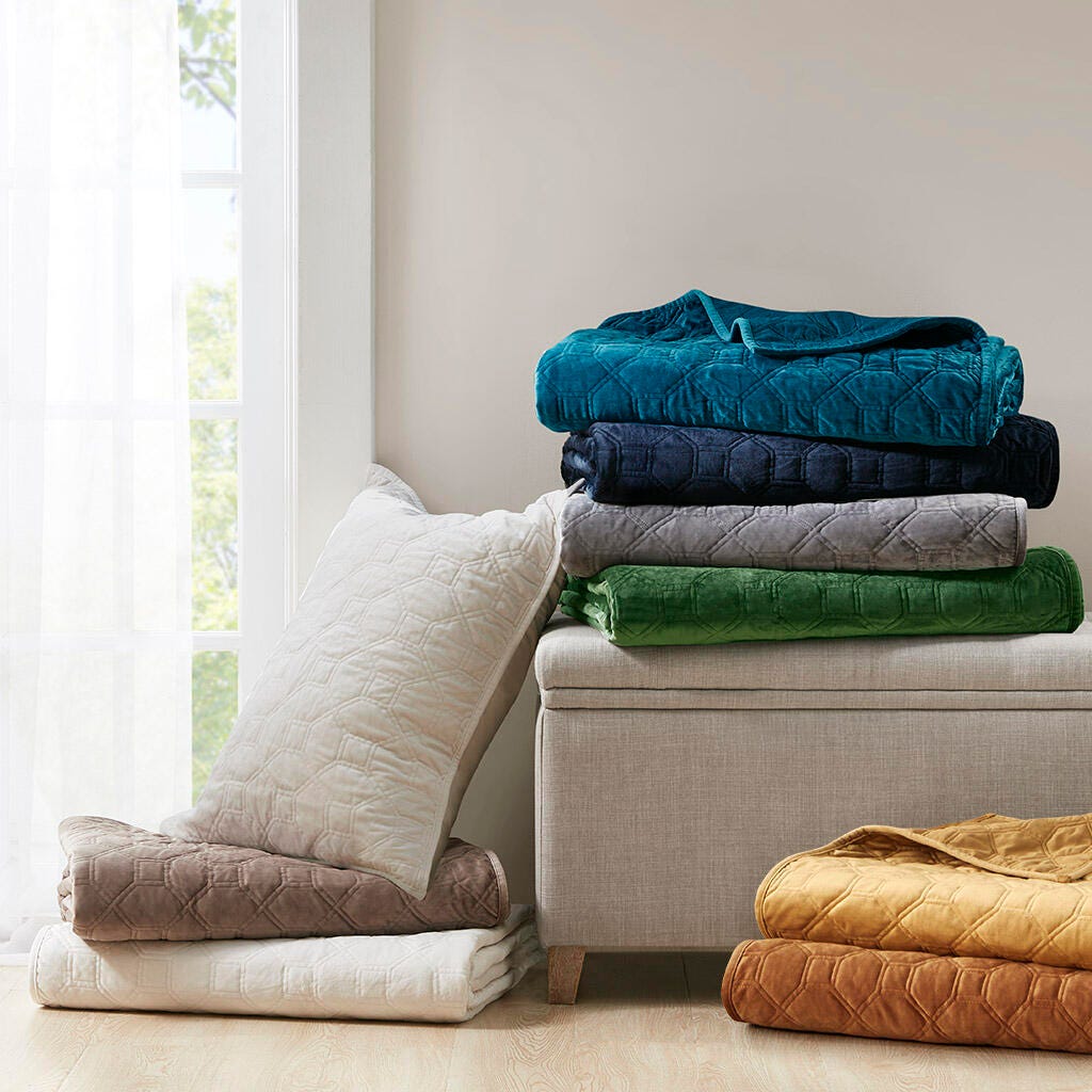 Harper Full/Queen 3 Piece Velvet Quilt Set, Taupe, large