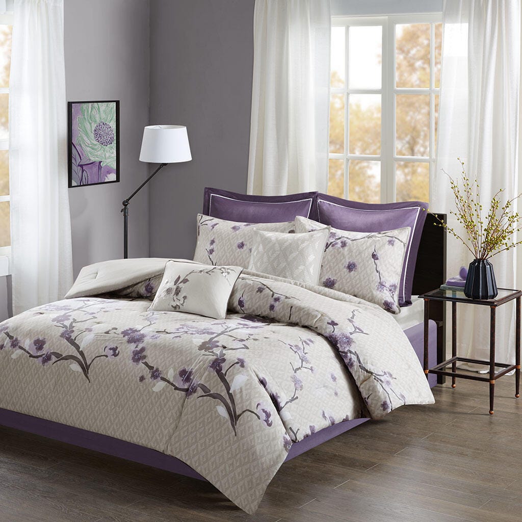 Holly King 8 Piece Comforter Set, Purple, large