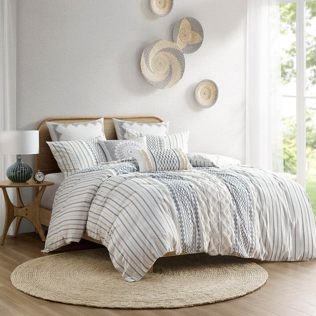 Imani Full/Queen Printed Duvet Cover Set with Chenille