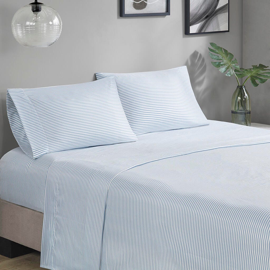 Jaxon Queen Comforter Set with Bed Sheets, Blue/Gray, large