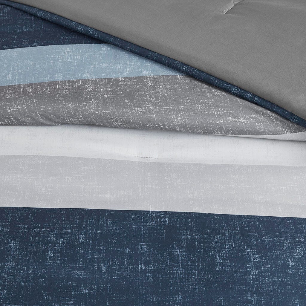 Jaxon Twin Comforter Set with Bed Sheets, Blue/Gray, large