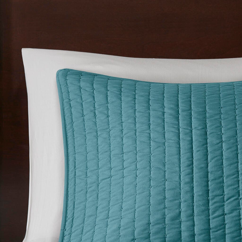 Keaton Full/Queen 3 Piece Quilt Set, Teal, large